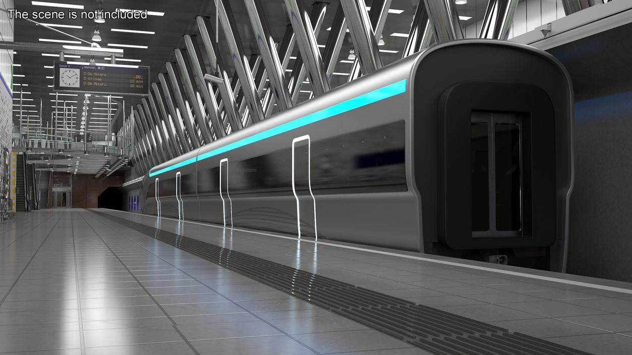 Modern High Speed Train on the Tracks 3D