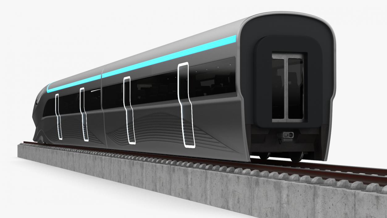 Modern High Speed Train on the Tracks 3D