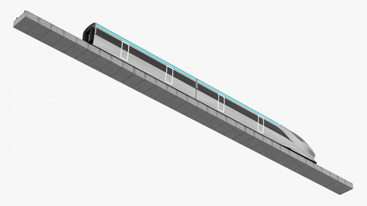 Modern High Speed Train on the Tracks 3D