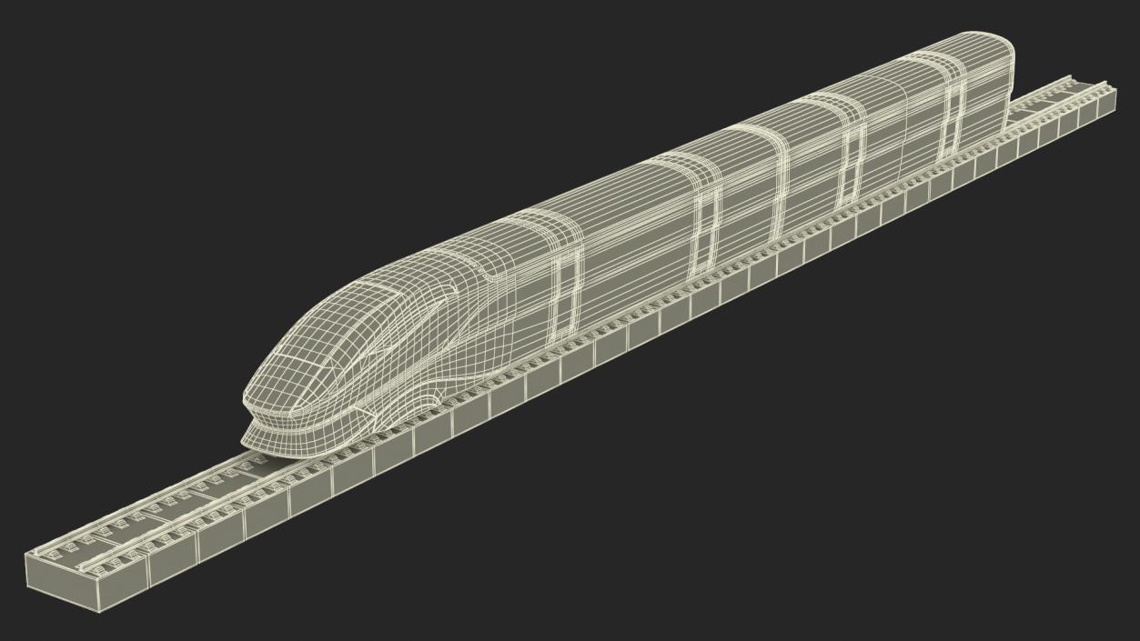 Modern High Speed Train on the Tracks 3D