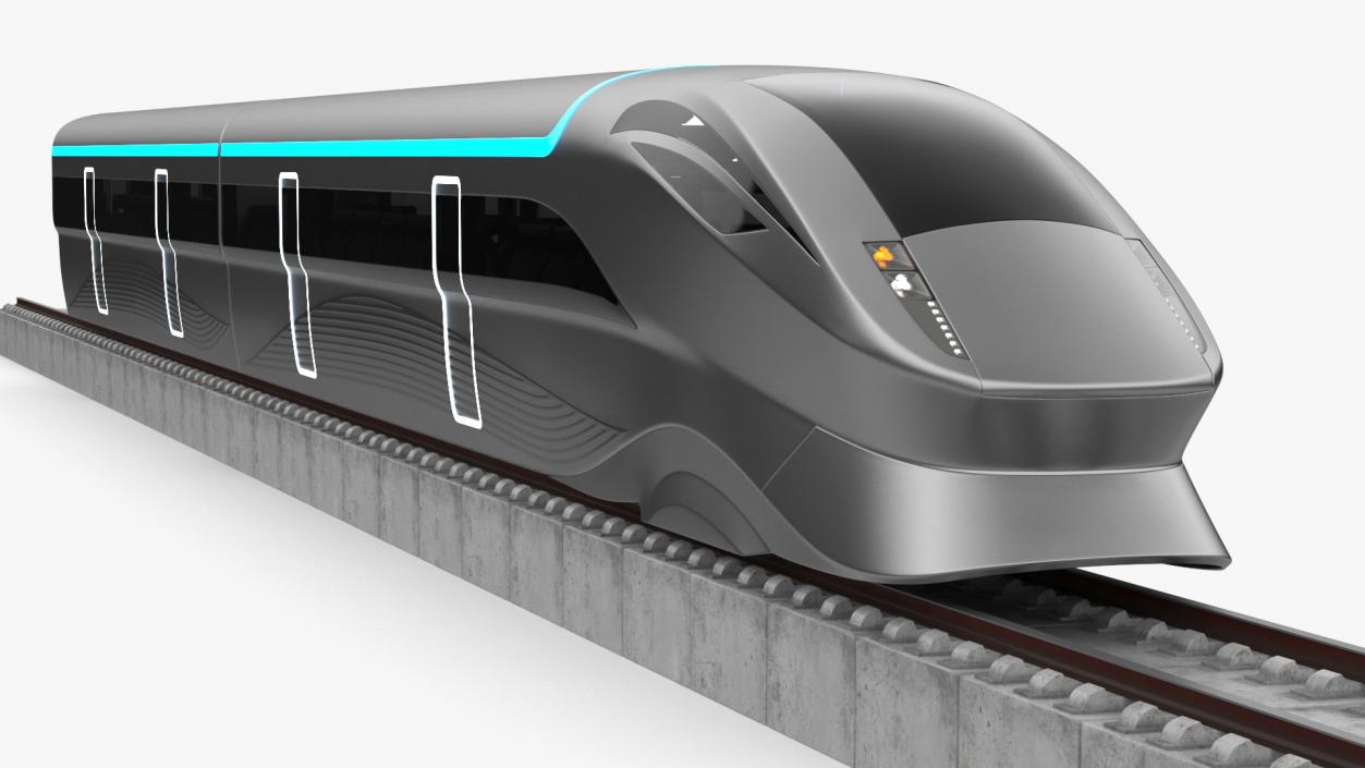 Modern High Speed Train on the Tracks 3D