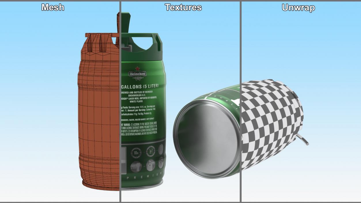 3D model Heiniken Beer 5 Liter Barrel 2