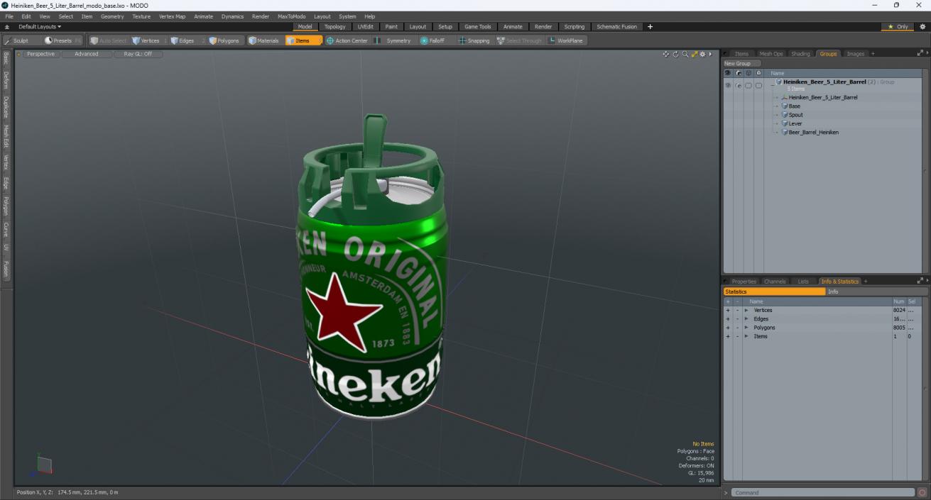 3D model Heiniken Beer 5 Liter Barrel 2