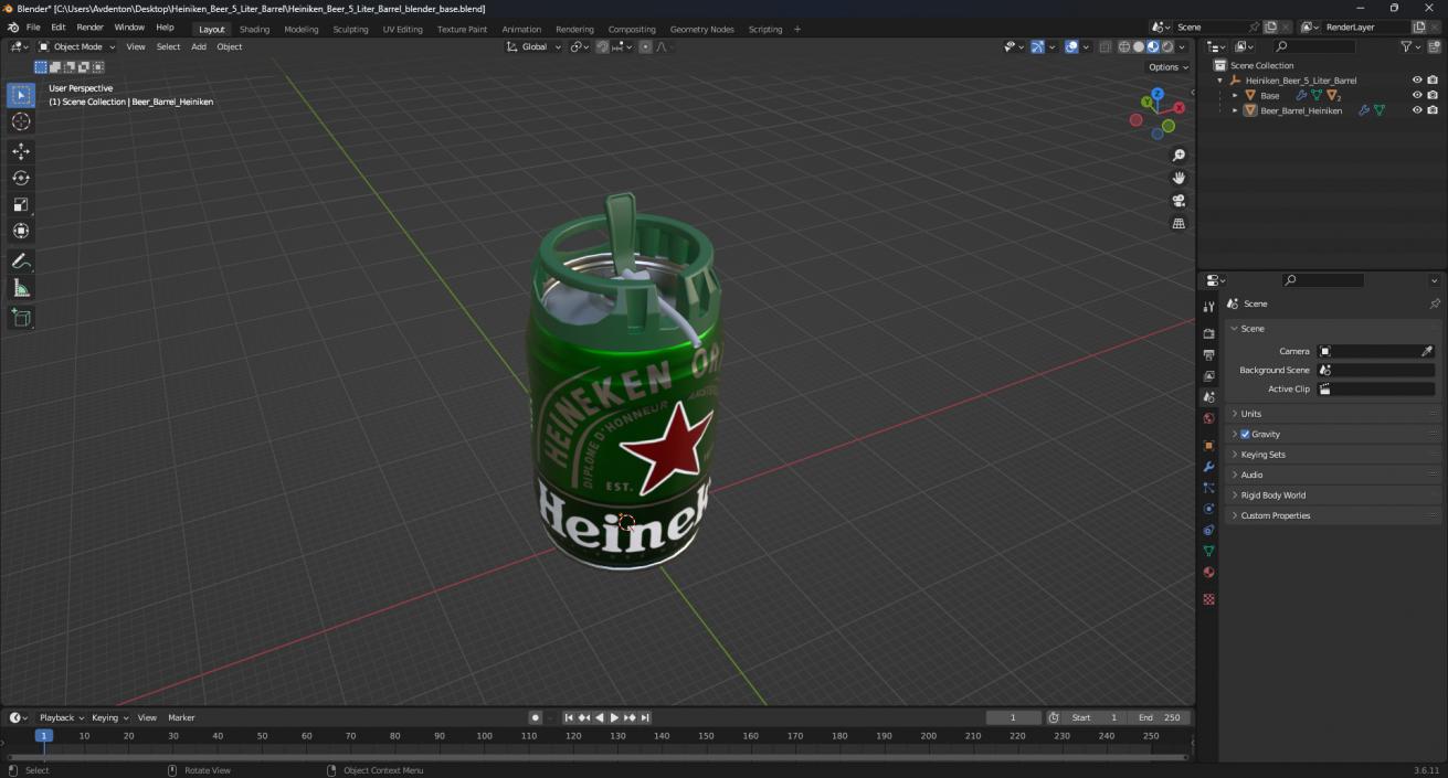 3D model Heiniken Beer 5 Liter Barrel 2