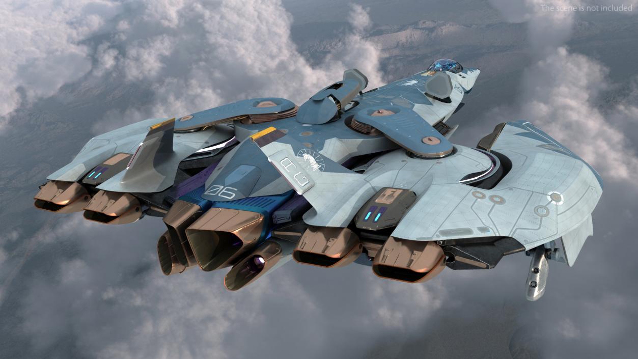 3D Sci Fi Fighter Jet Blue model