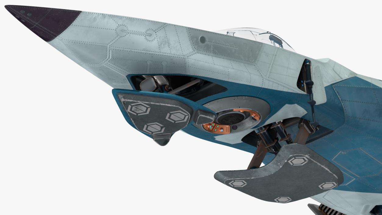 3D Sci Fi Fighter Jet Blue model