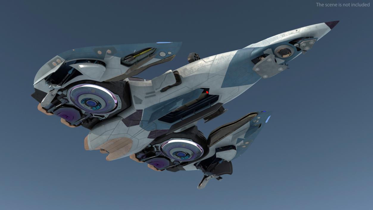 3D Sci Fi Fighter Jet Blue model