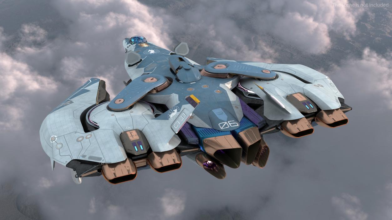 3D Sci Fi Fighter Jet Blue model