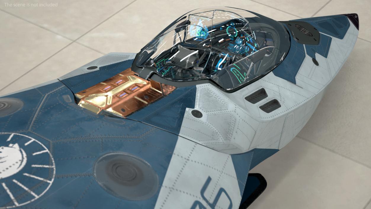 3D Sci Fi Fighter Jet Blue model