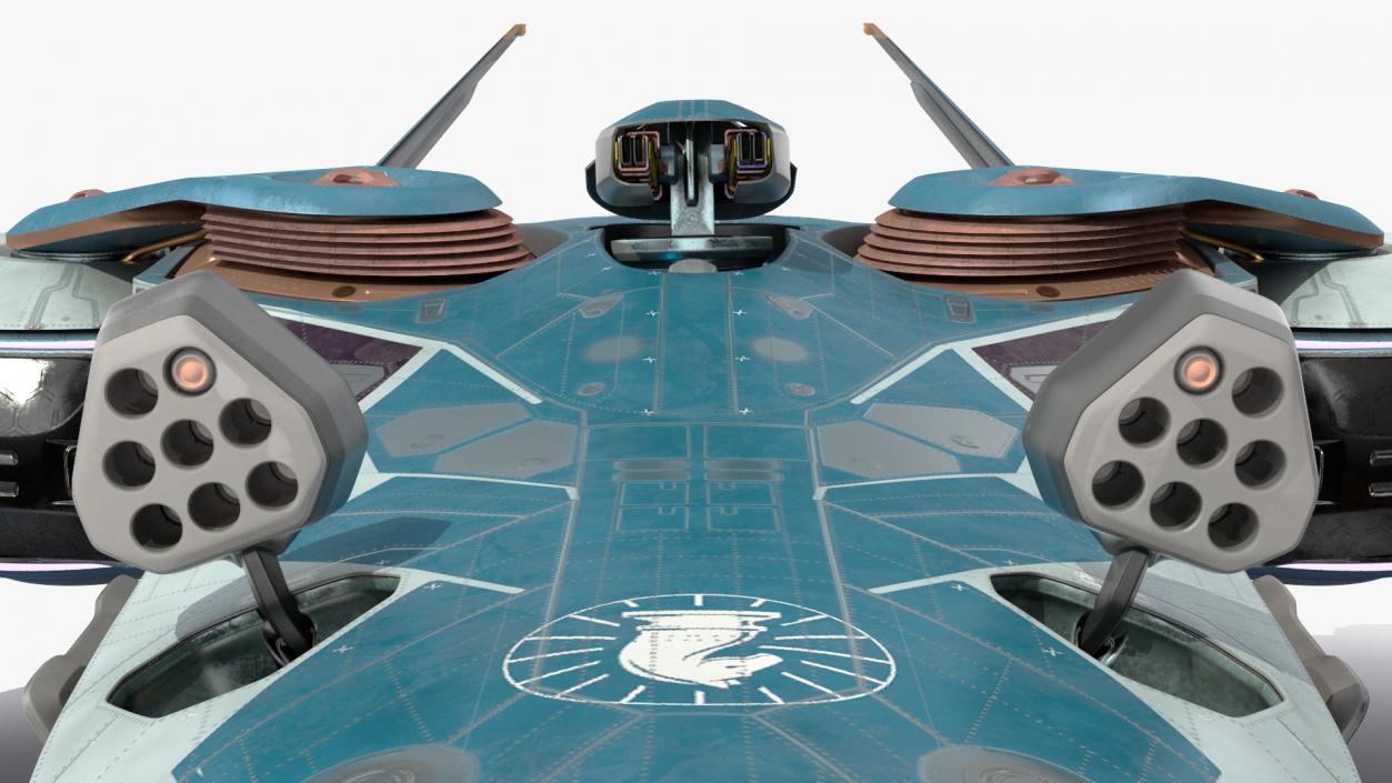 3D Sci Fi Fighter Jet Blue model