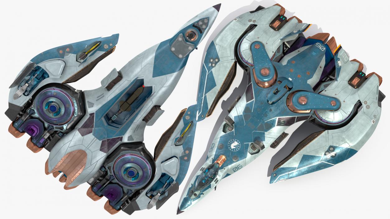 3D Sci Fi Fighter Jet Blue model