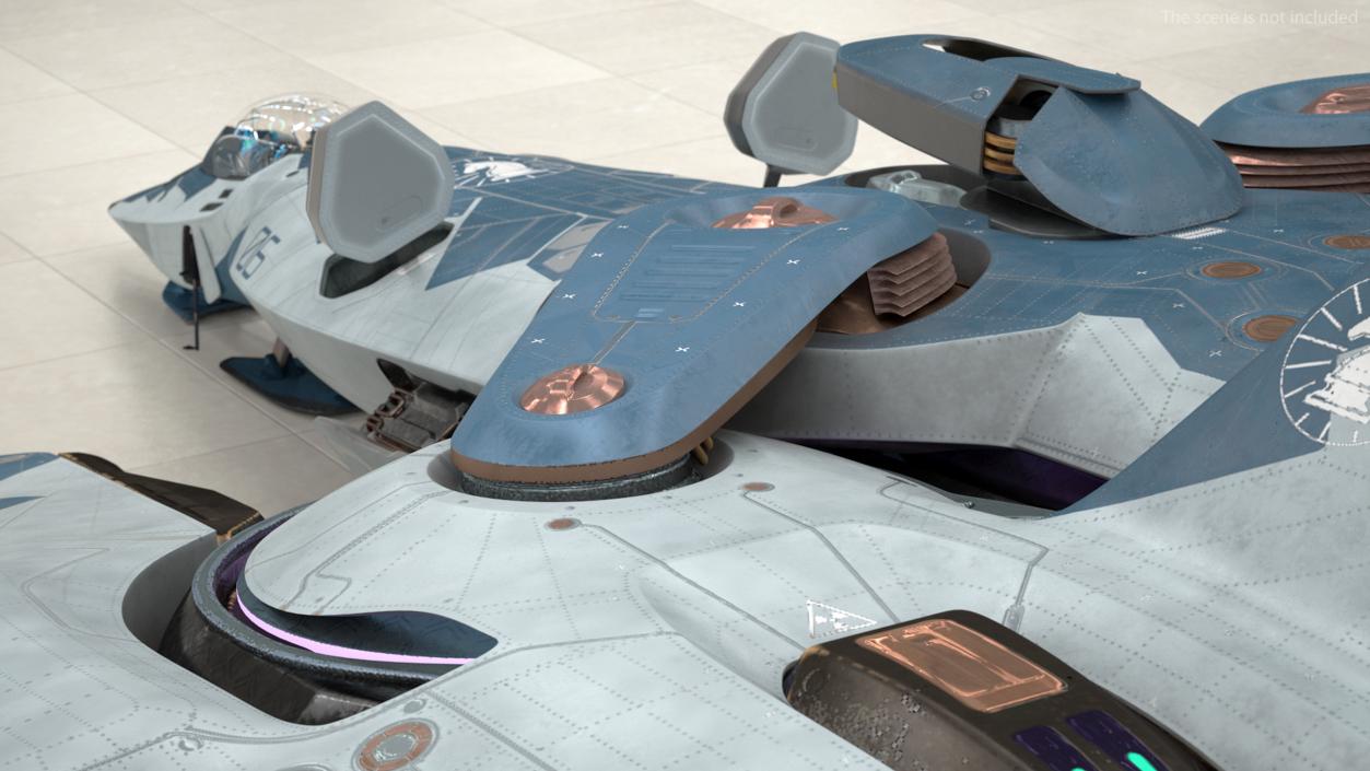 3D Sci Fi Fighter Jet Blue model