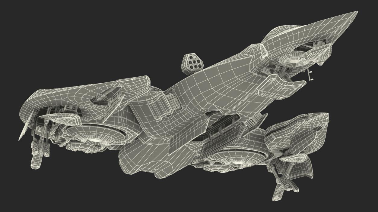 3D Sci Fi Fighter Jet Blue model