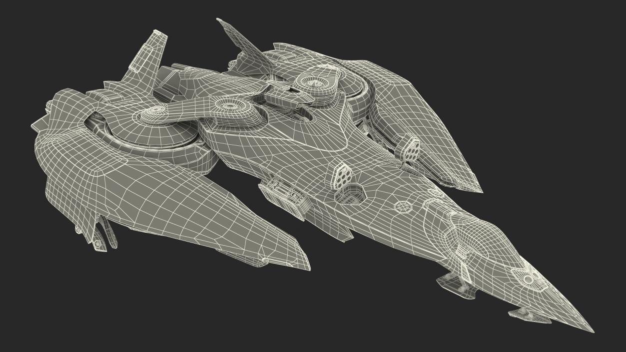 3D Sci Fi Fighter Jet Blue model