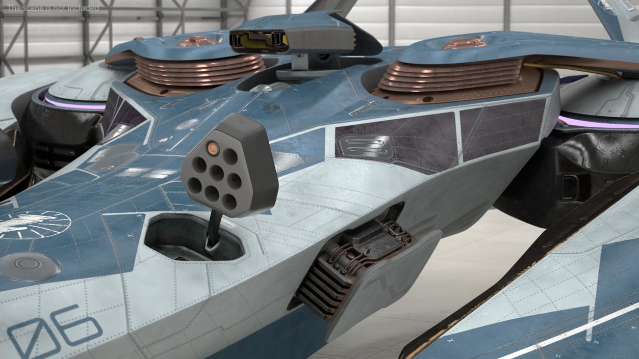 3D Sci Fi Fighter Jet Blue model