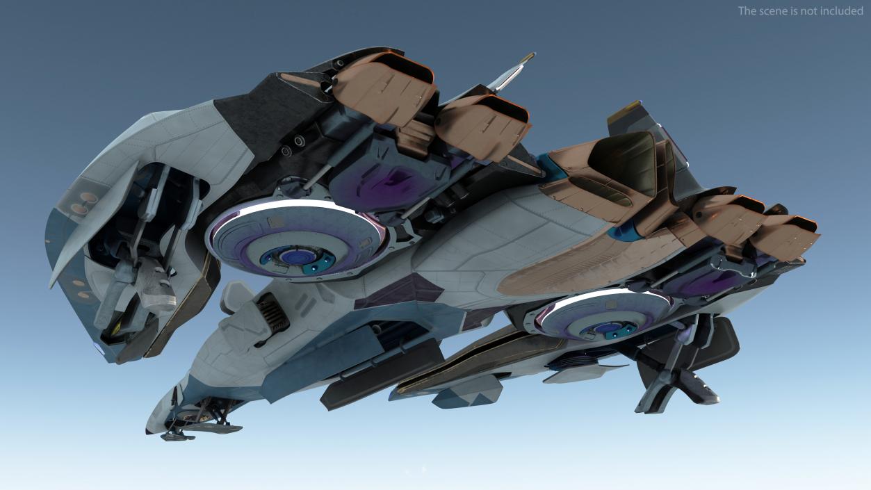 3D Sci Fi Fighter Jet Blue model