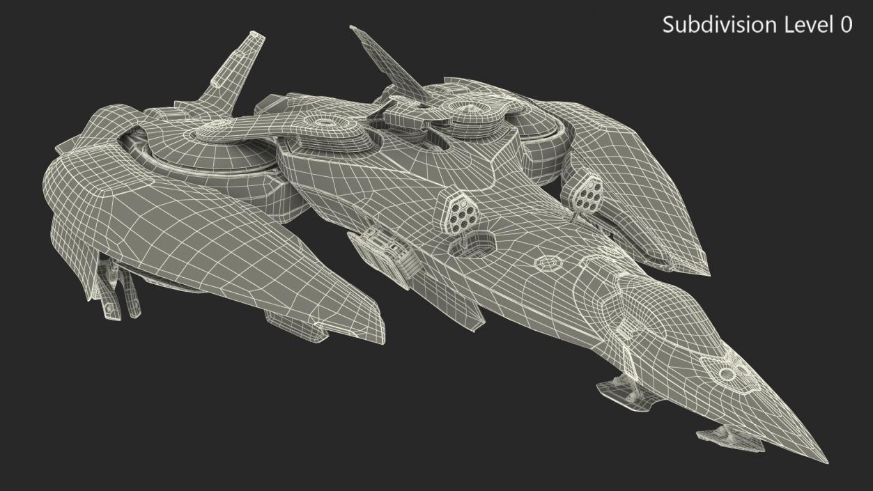 3D Sci Fi Fighter Jet Blue model