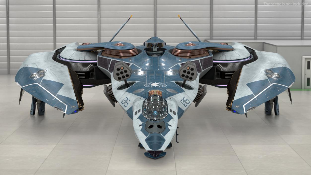 3D Sci Fi Fighter Jet Blue model