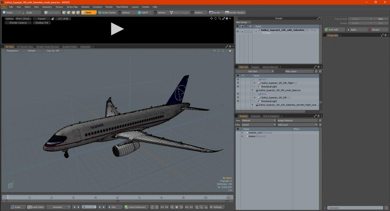 Sukhoi Superjet 100 with Saberlets 3D model