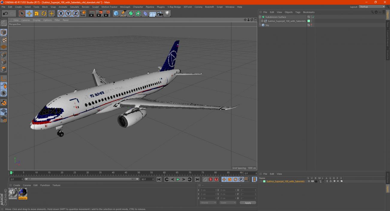 Sukhoi Superjet 100 with Saberlets 3D model