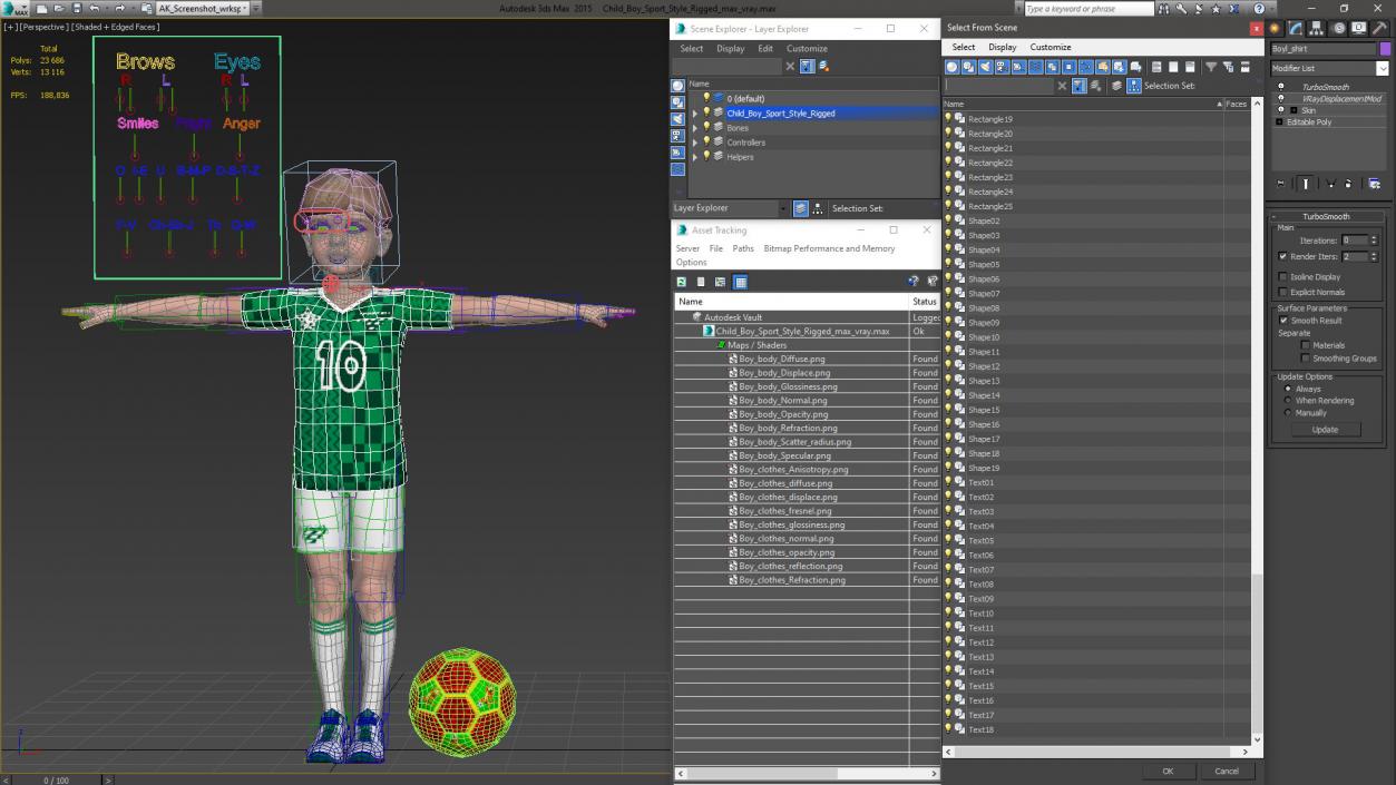 Child Boy Sport Style Rigged for Maya 3D