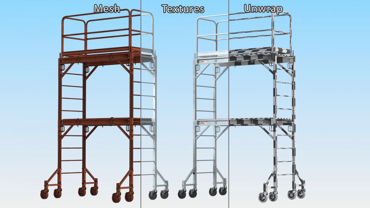 Aluminium Mobile 2 Story Scaffold Tower 3D model