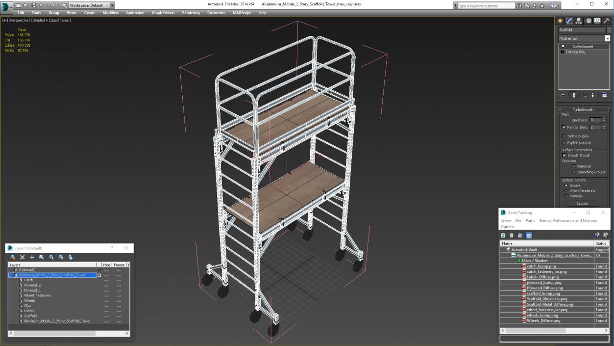 Aluminium Mobile 2 Story Scaffold Tower 3D model