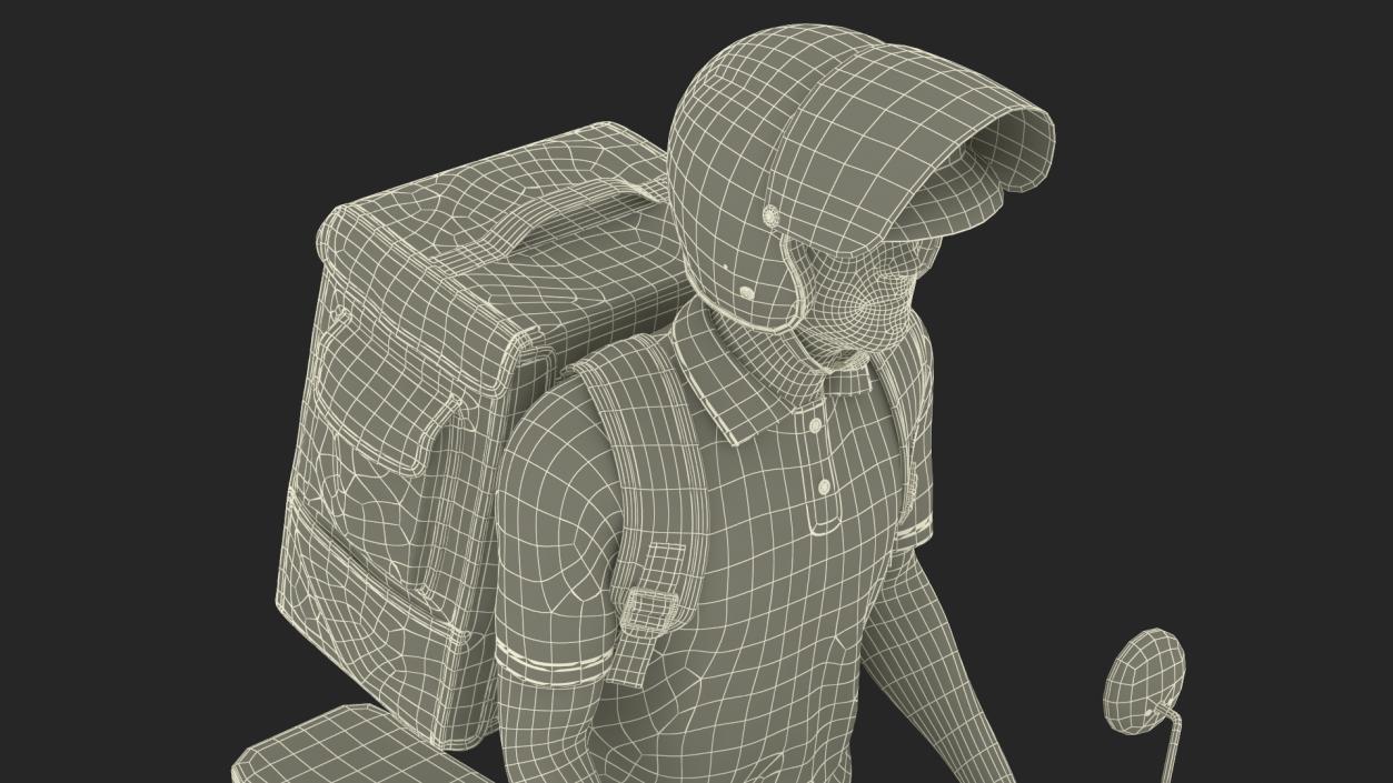 3D model Delivery Man on Retro Scooter Standing 2