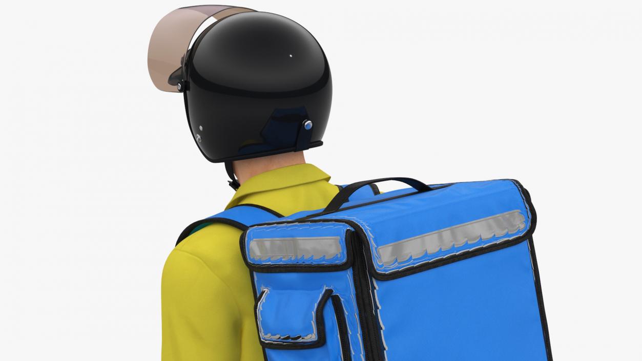 3D model Delivery Man on Retro Scooter Standing 2