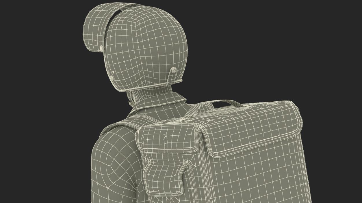 3D model Delivery Man on Retro Scooter Standing 2