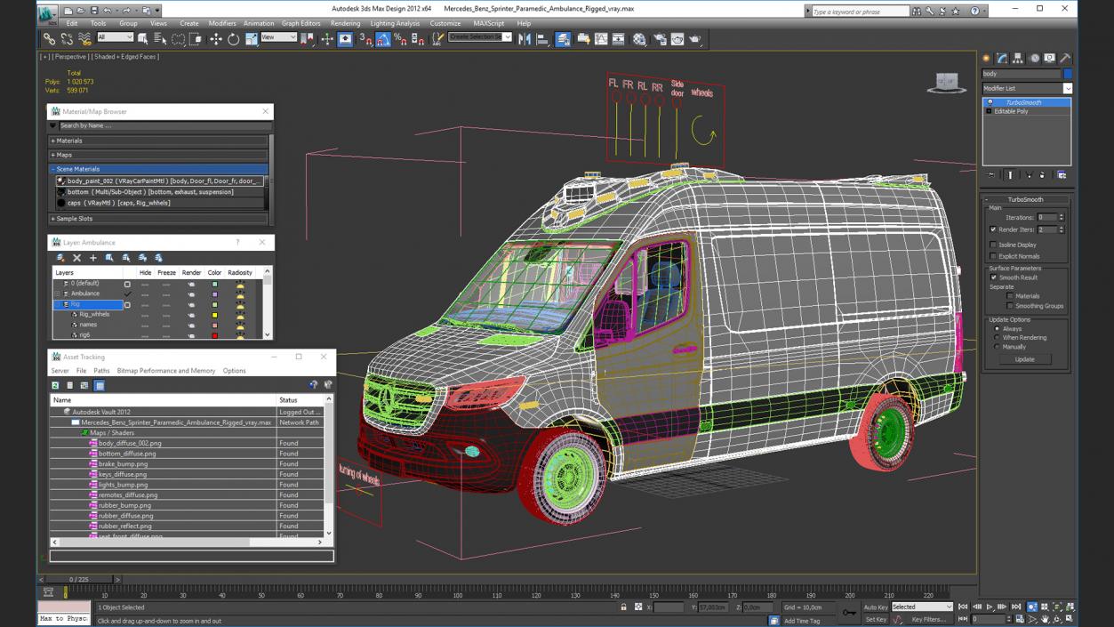 Mercedes Benz Sprinter Paramedic Ambulance Rigged 3D model