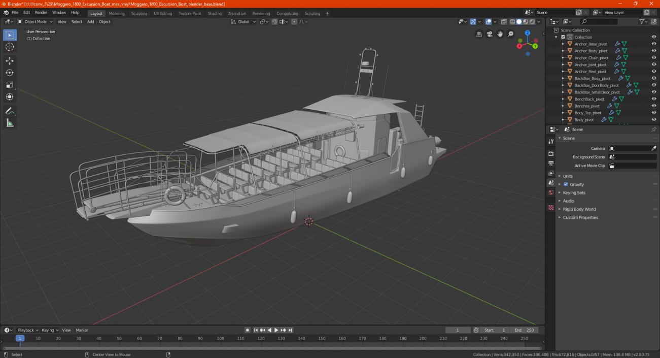 Moggaro 1800 Excursion Boat 3D