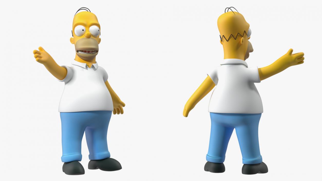 3D Cartoon Character Homer Simpson Waving Pose model