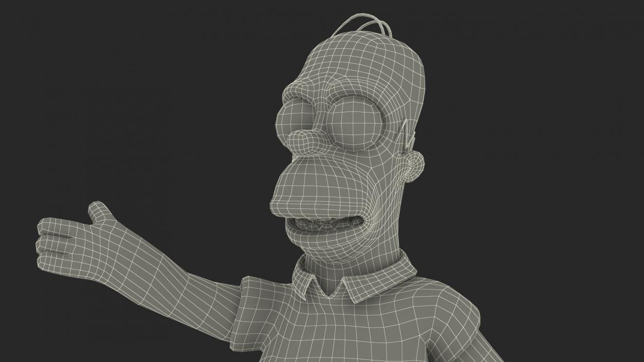 3D Cartoon Character Homer Simpson Waving Pose model