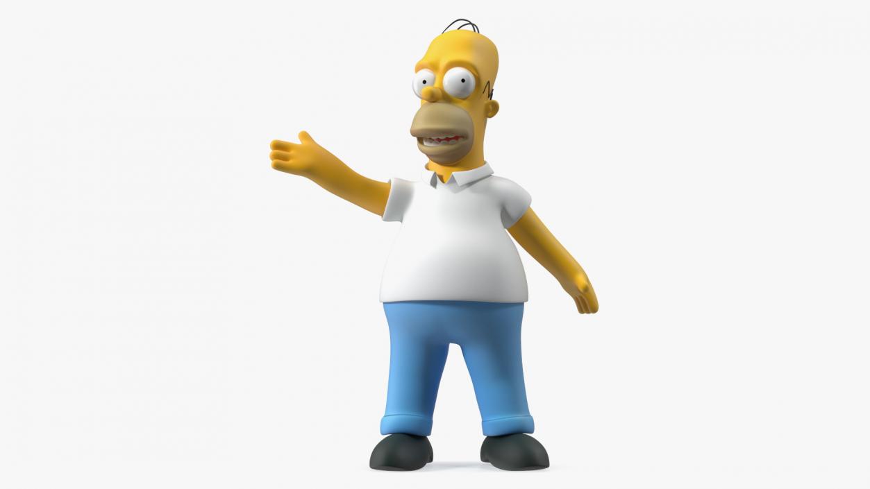 3D Cartoon Character Homer Simpson Waving Pose model