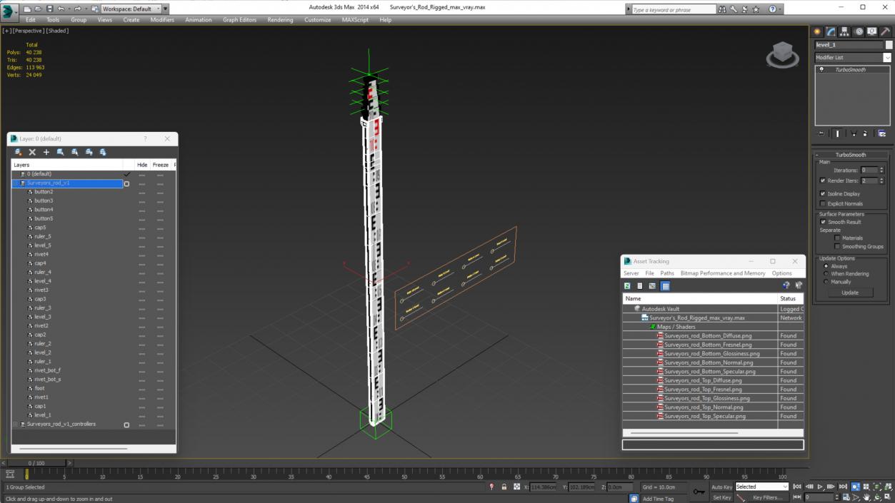 3D model Surveyors Rod Rigged