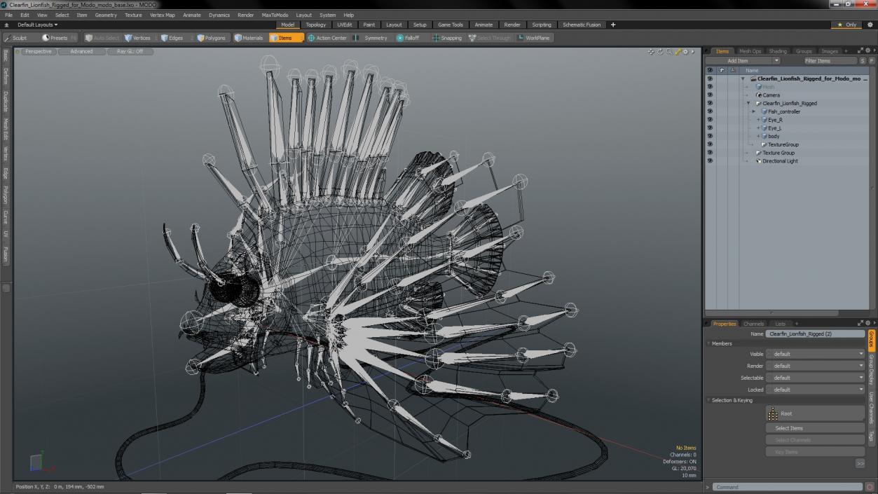 3D Clearfin Lionfish Rigged for Modo model