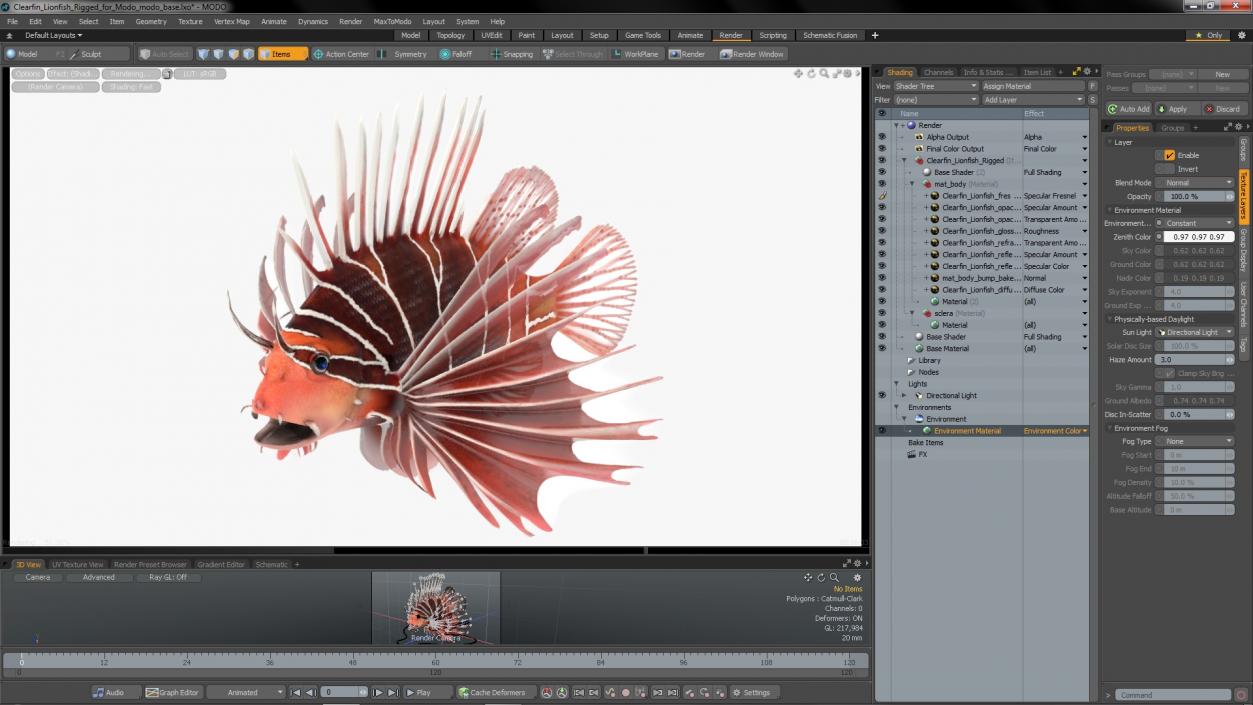 3D Clearfin Lionfish Rigged for Modo model