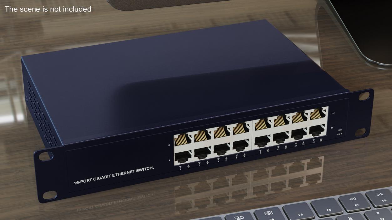 3D Desktop Network Switch 16 Ports Blue 2 model