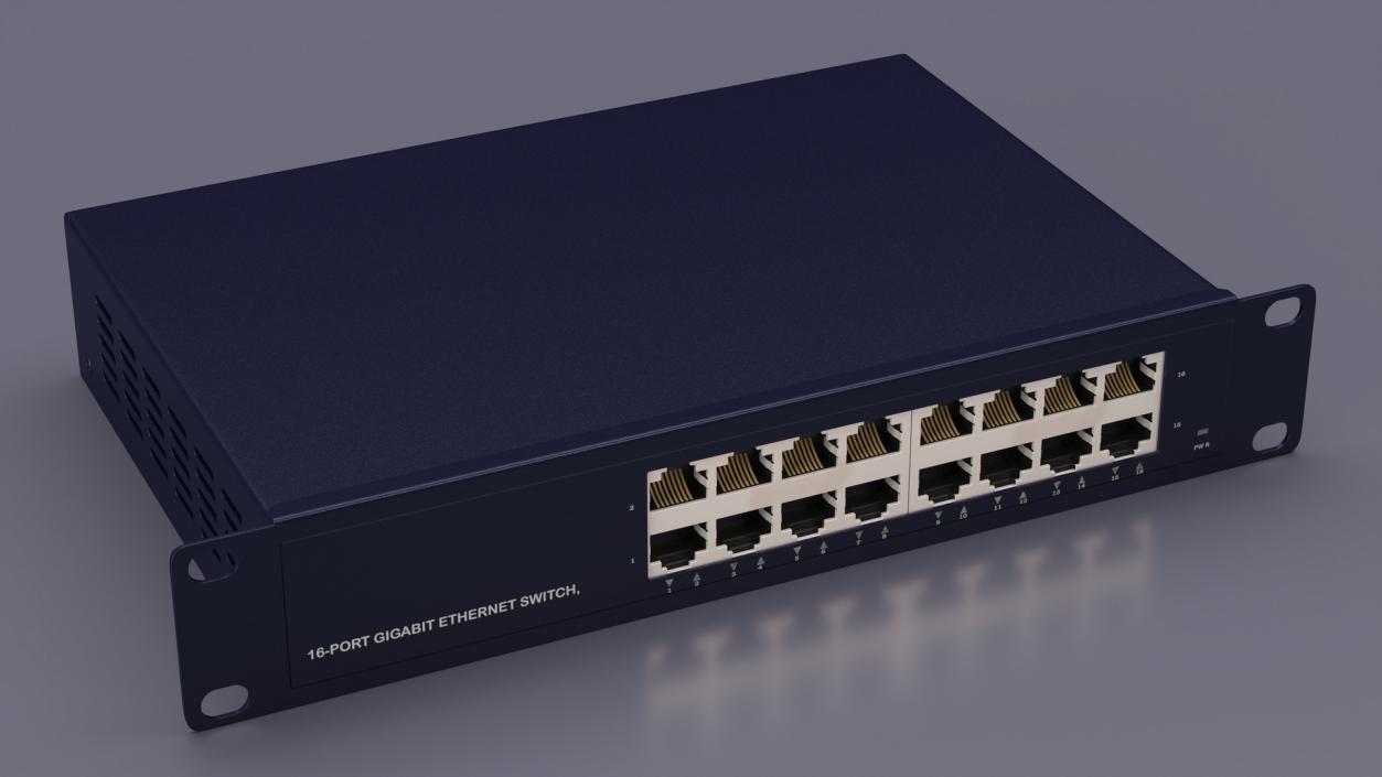 3D Desktop Network Switch 16 Ports Blue 2 model