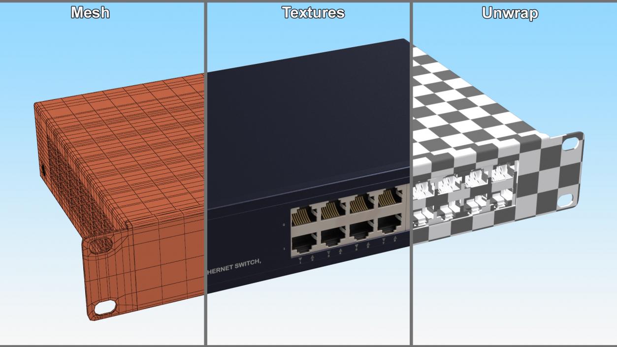 3D Desktop Network Switch 16 Ports Blue 2 model