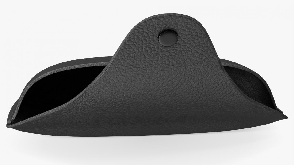 Leather Sunglasses Case Open Black 3D model