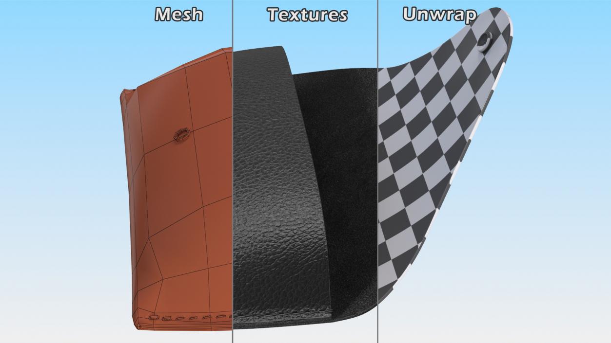 Leather Sunglasses Case Open Black 3D model