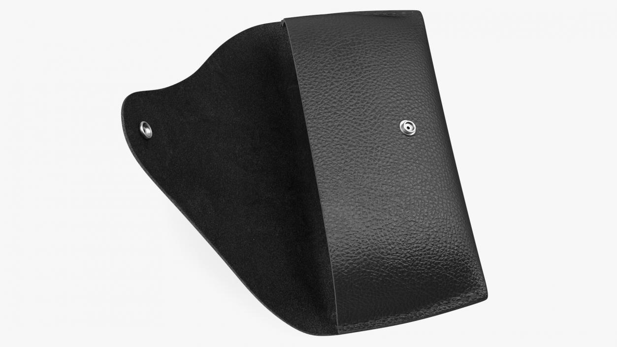 Leather Sunglasses Case Open Black 3D model