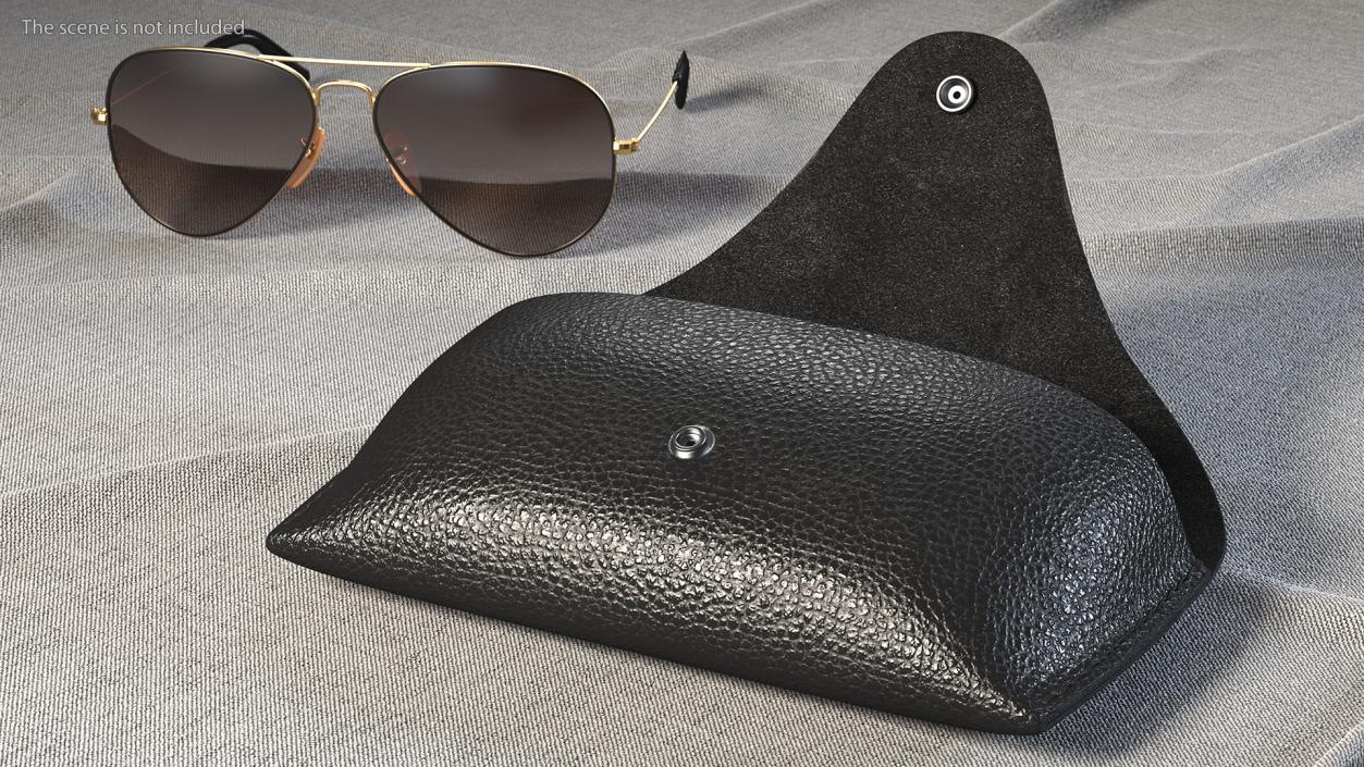 Leather Sunglasses Case Open Black 3D model