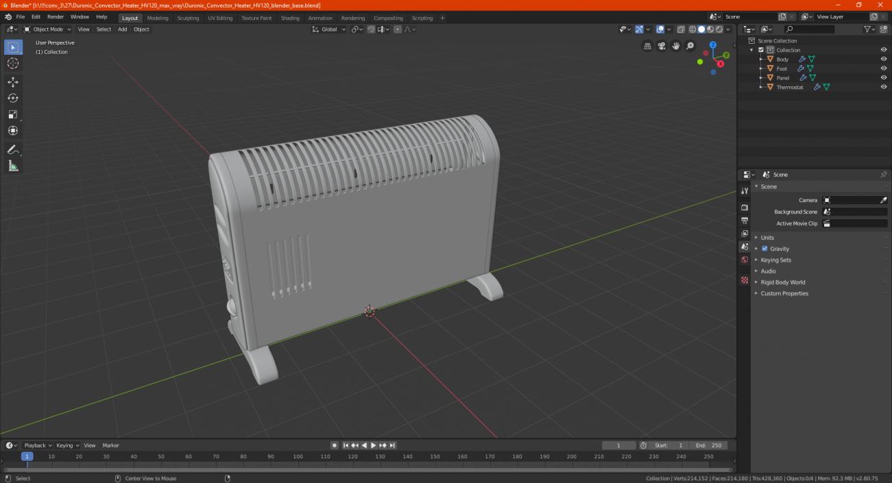 3D model Duronic Convector Heater HV120