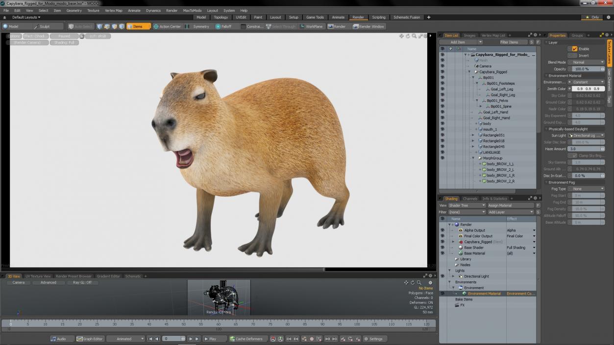 Capybara Rigged for Modo 3D model