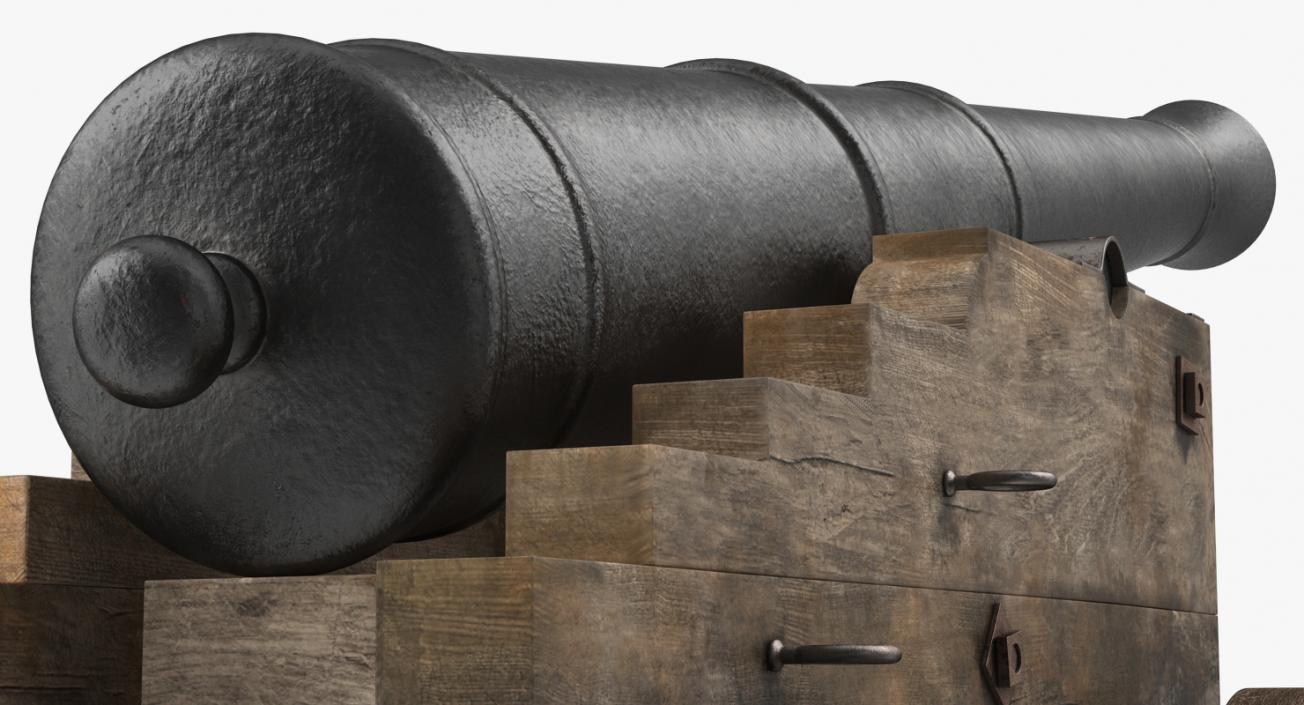 3D Old Ship Cannon with Balls