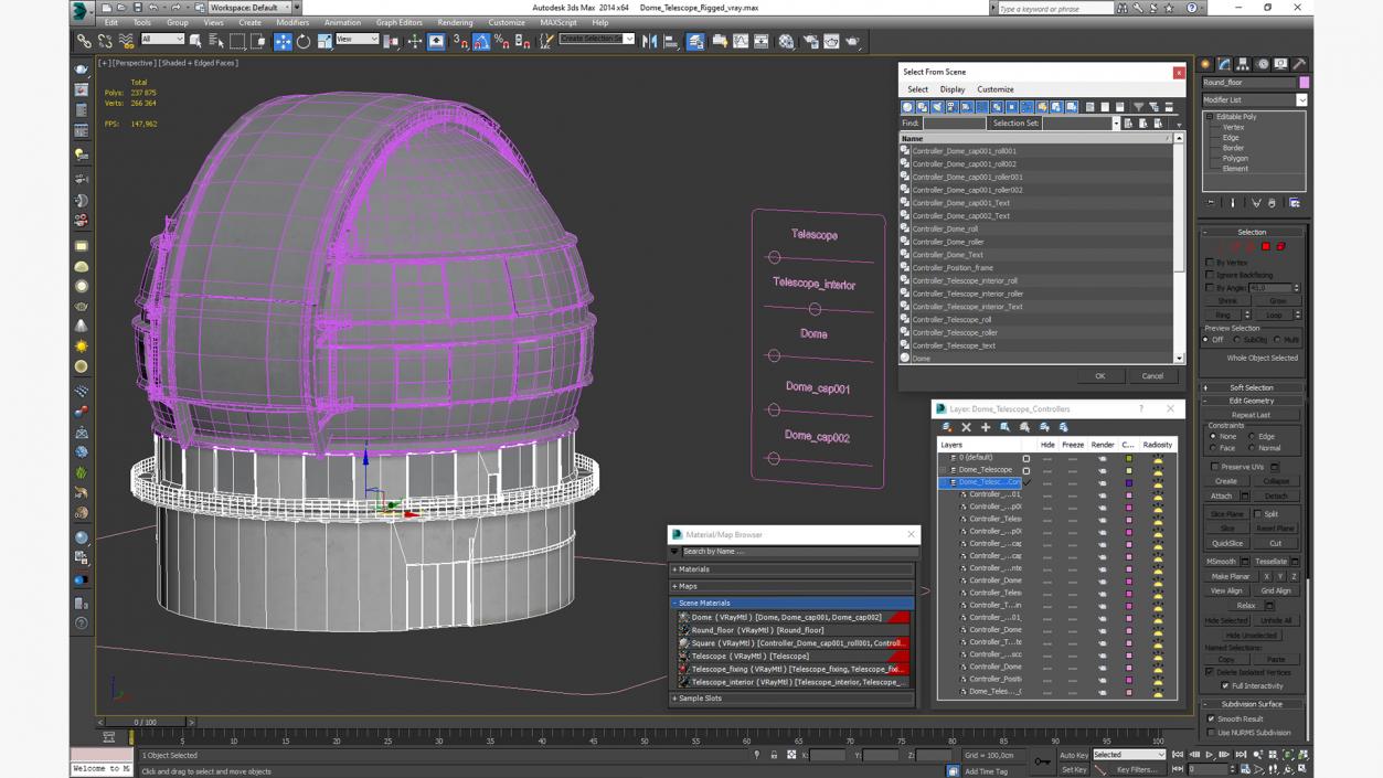 3D Dome Telescope Rigged