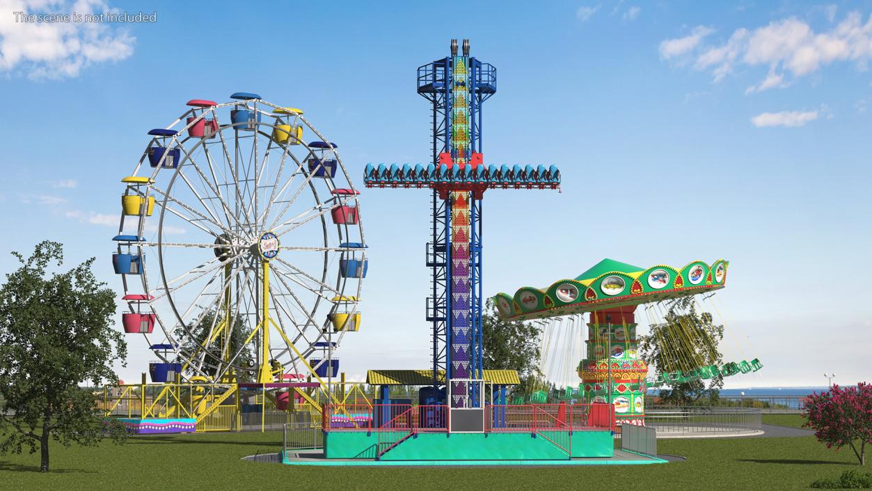 3D model Drop Tower Ride Amusement Park Equipment